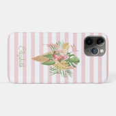 トロピカルリーフフルーツ、ピンクストライプのアイス Case-Mate iPhoneケース (裏面(横))