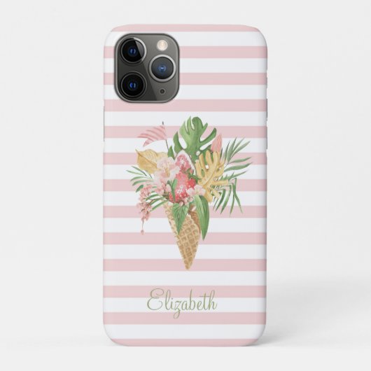 トロピカルリーフフルーツ、ピンクストライプのアイス Case-Mate iPhoneケース (裏)