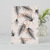 トロピカルリーフブラックプレス箔テーブル番号 箔招待状 (立ち正面)