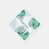 トロピカルリーフモダントレンディーグリーンリー結婚ブルー スタンダードカクテルナプキン (角)