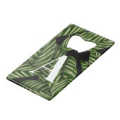 トロピカルリーフモダンパーム植物プリントモノグラム クレジットカード栓抜き (正面アングル)