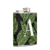 トロピカルリーフモダンパーム植物プリントモノグラム フラスク (右)