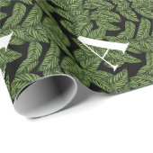 トロピカルリーフモダンパーム植物プリントモノグラム ラッピングペーパー (ロールコーナー)