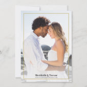 トロピカルリーフモダン金ゴールドフォトビーチ結婚式 招待状 (裏面)