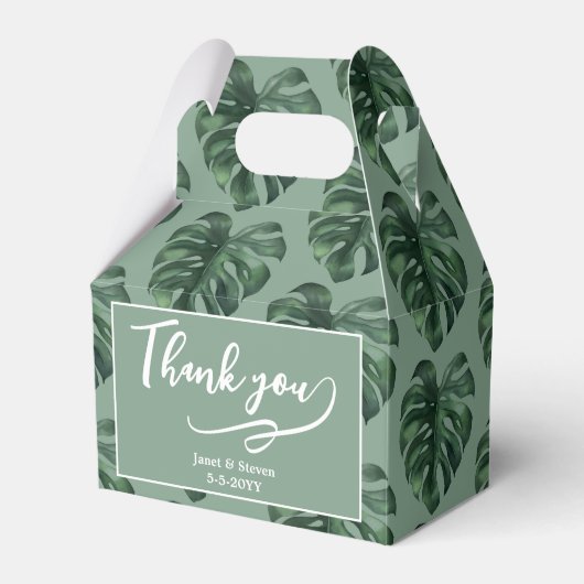 トロピカルリーフモンステラ緑のボックス フェイバーボックス (正面サイド)