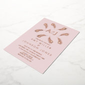 トロピカルリーフリングや輪ス結婚セージの押し箔Inv 箔招待状 (回転した状態)