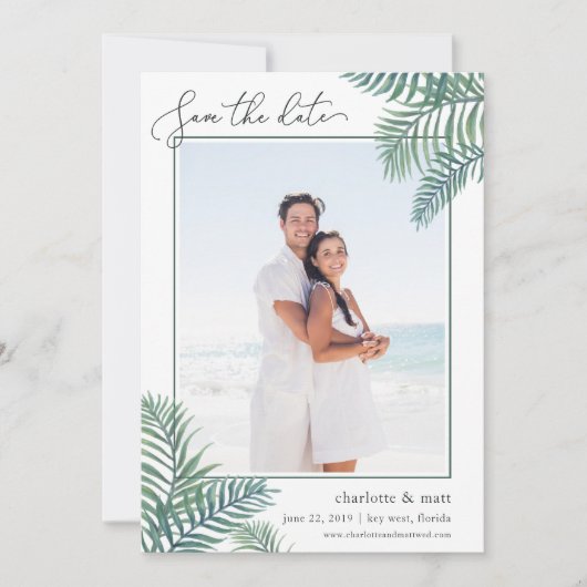 トロピカルリーフ写真Date Cardを保存 セーブザデート (正面)