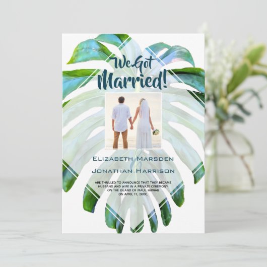 トロピカルリーフ結婚たった今結婚しました発表 招待状 (スタンド正面)