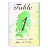 トロピカルリーフ結婚の水彩表番号カード テーブルナンバー (裏面)