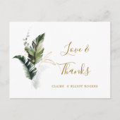 トロピカルリーフ結婚金ゴールドありがとう ポストカード (正面)