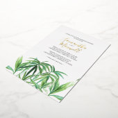 トロピカルリーフ ウォーターカラー ウェディング フォイル インビテーション 箔招待状 (回転した状態)