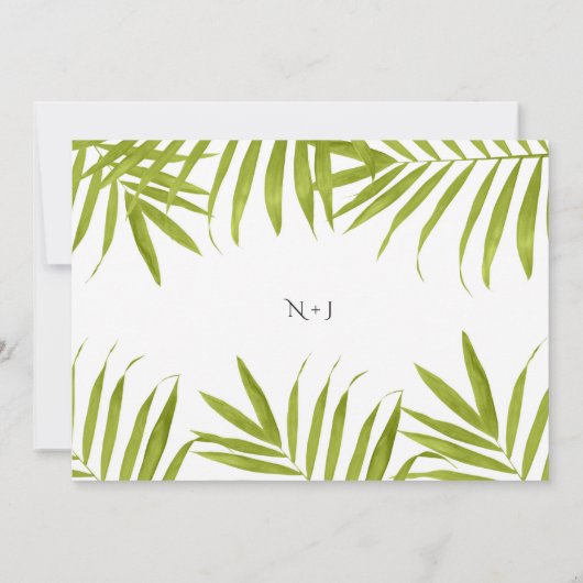 トロピカルリーフ サマー エレガント ウェディング 招待状 (裏面)