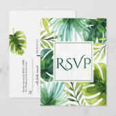 トロピカルリーフ ハワイアンサマーウェディング 出席御礼 インビテーションポストカード (正面/裏面)