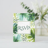 トロピカルリーフ ハワイアンサマーウェディング 出席御礼 インビテーションポストカード (スタンド正面)