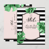 トロピカルリーフ＆パイナップル エレガント セーブ・ザ・デート 案内ポストカード (正面/裏面)