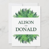 トロピカルリーフ パームの葉 花のウェディング 招待状 (裏面)