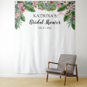 トロピカルリーフ | ピンクの花のブライダルシャワー タペストリー (インサイチュ)