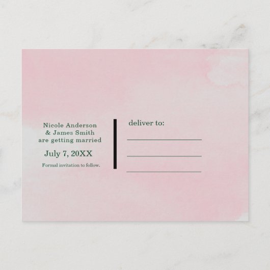 トロピカルリーフ フラミンゴ サマー セーブ・ザ・デート 案内ポストカード (裏面)