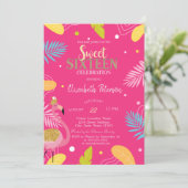 トロピカルリーフ フラミンゴ ピンク スウィート16 招待状 (スタンド正面)