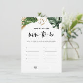 トロピカルリーフ ママの年齢は？ ベビーシャワーカード エンクロージャーカード (スタンド正面)