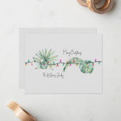 トロピカルリーフ&ライト名クリスマスカード ノートカード (正面/裏面インサイチュ)