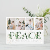 トロピカルリーフ&金ゴールドピースフォトコラージュクリスマス シーズンカード (スタンド正面)