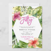 トロピカルリーフ 50歳の誕生日パーティー招待状 招待状 (正面)