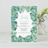 トロピカルリーフ 60歳の誕生日 招待状 印刷 (スタンド正面)