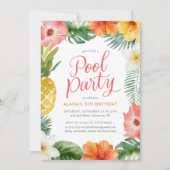 トロピカルルアウプールパーティーバースデー 招待状 (正面)