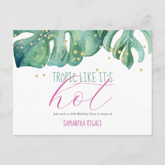 トロピカルルアウ50歳誕生日パーティ予算 インビテーションポストカード (正面)