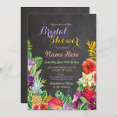 トロピカルルアウ(ハワイ式宴会)アロハチョークブライダルシャワーディナー 招待状 (正面/裏面)