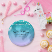 トロピカルルアウ(ハワイ式宴会)ティール(緑がかった色)ピンクスイート16バースデーパーティー ペーパープレート (パーティー)