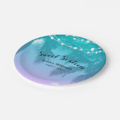 トロピカルルアウ(ハワイ式宴会)ティール(緑がかった色)ピンクスイート16バースデーパーティー ペーパープレート (アングル)