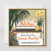 トロピカルルアウ(ハワイ式宴会)パーティーティキハット招待状 招待状 (正面)