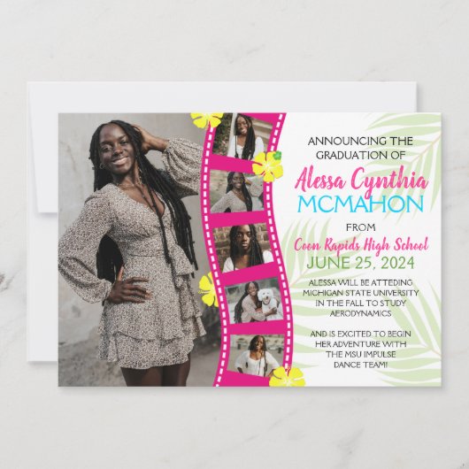 トロピカルルアウ(ハワイ式宴会)フィルムストリップ6 Photo Grad発表 招待状 (正面)