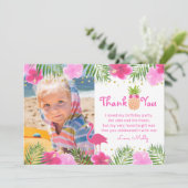 トロピカルルアウ(ハワイ式宴会)フラミンゴ誕生日ガールサンキュー サンキューカード (スタンド正面)