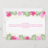 トロピカルルアウ(ハワイ式宴会)フラミンゴ誕生日ガールサンキュー サンキューカード (裏面)