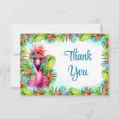 トロピカルルアウ(ハワイ式宴会)フラミンゴ誕生日サンキュー サンキューカード (正面)