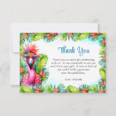 トロピカルルアウ(ハワイ式宴会)フラミンゴ誕生日サンキュー サンキューカード (裏面)