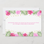 トロピカルルアウ(ハワイ式宴会)フラミンゴ1stバースデーガールサンキュー サンキューカード (裏面)