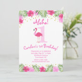 トロピカルルアウ(ハワイ式宴会)フラミンゴ1stバースデーガール 招待状 (スタンド正面)