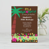 トロピカルルアウ（ハワイ式宴会）誕生日プールパーティの招待状 招待状 (スタンド正面)