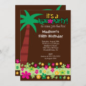 トロピカルルアウ（ハワイ式宴会）誕生日プールパーティの招待状 招待状 (正面/裏面)