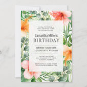 トロピカルルアウ（ハワイ式宴会）誕生日プールパーティー 招待状 (正面)
