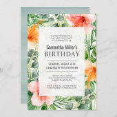 トロピカルルアウ（ハワイ式宴会）誕生日プールパーティー 招待状 (正面/裏面)