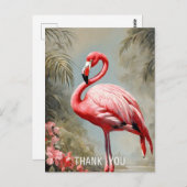 トロピカルレイクサイドピンクフラミンゴヴィンテージ ポストカード (正面/裏面)