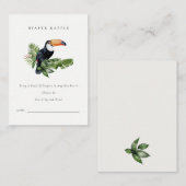 トロピカルレインフォレストのオウムおむつくじベビーシャワー エンクロージャーカード (正面/裏面)