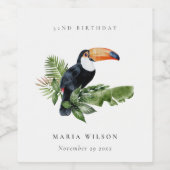 トロピカルレインフォレストのオウムの生態系 すべての年齢の誕生日 ワインラベル (シングルラベル)