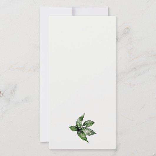 トロピカルレインフォレストのオウムの葉のベイビーシャワー サンキューカード (裏面)