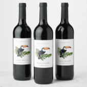 トロピカルレインフォレストのトゥカン動物園 あらゆる年齢の誕生日 ワインラベル (ボトル)